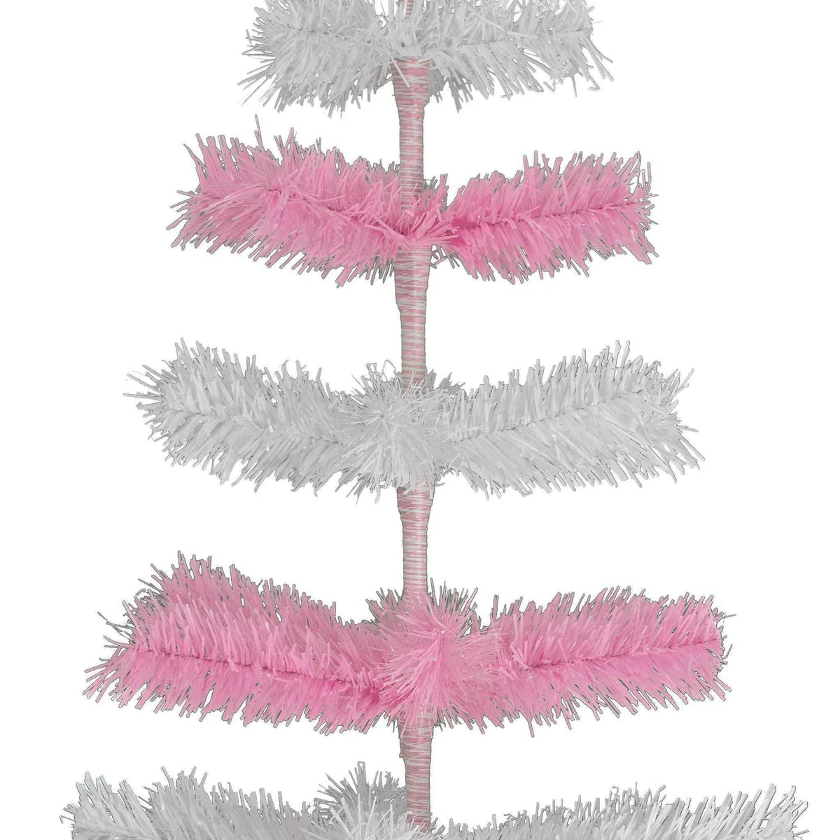 PINK & WHITE LAYERED TINSEL CHRISTMAS TREE
