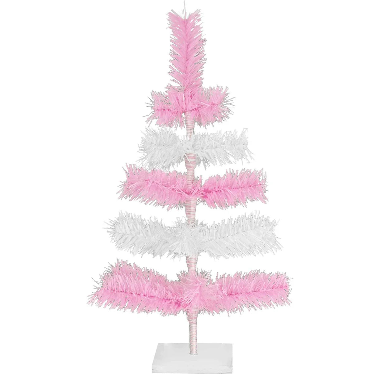 PINK & WHITE LAYERED TINSEL CHRISTMAS TREE