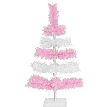 PINK & WHITE LAYERED TINSEL CHRISTMAS TREE