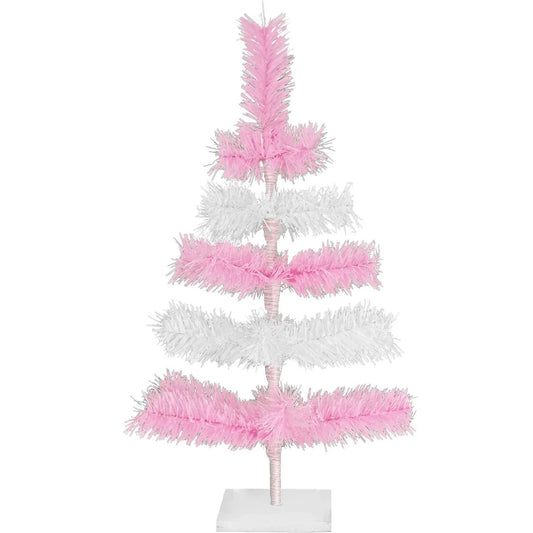 PINK & WHITE LAYERED TINSEL CHRISTMAS TREE