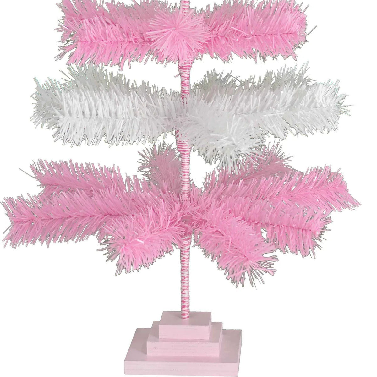 PINK & WHITE LAYERED TINSEL CHRISTMAS TREE