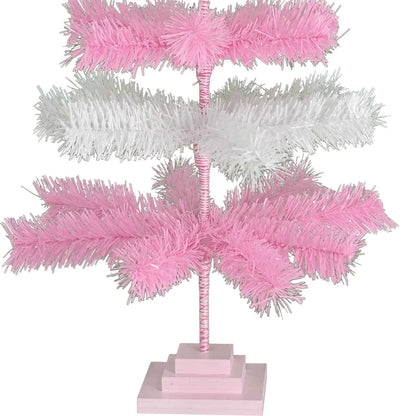 PINK & WHITE LAYERED TINSEL CHRISTMAS TREE