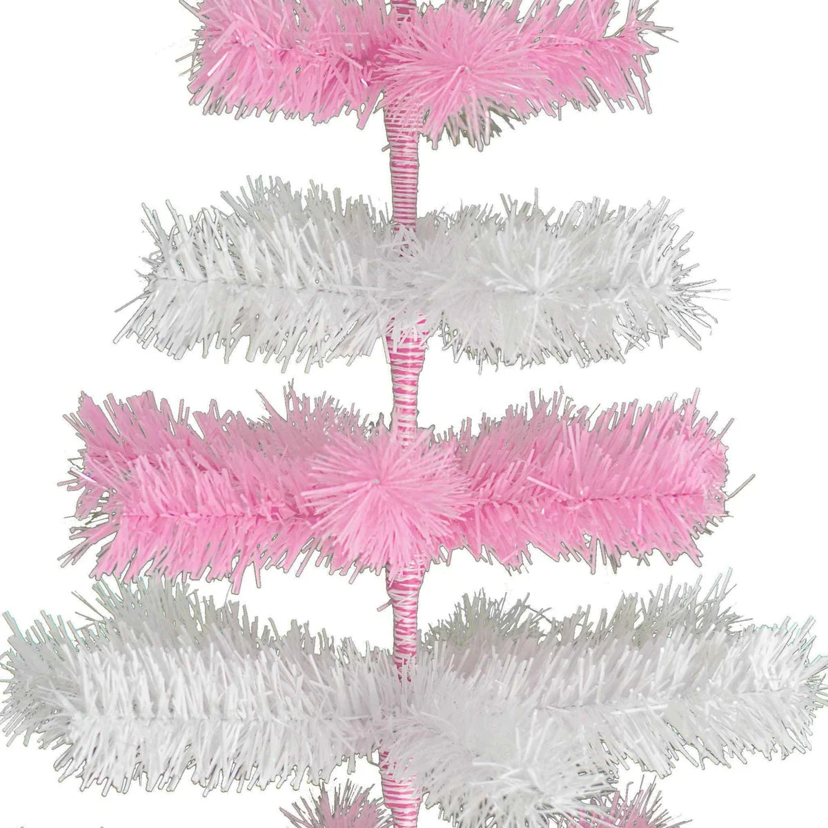 PINK & WHITE LAYERED TINSEL CHRISTMAS TREE