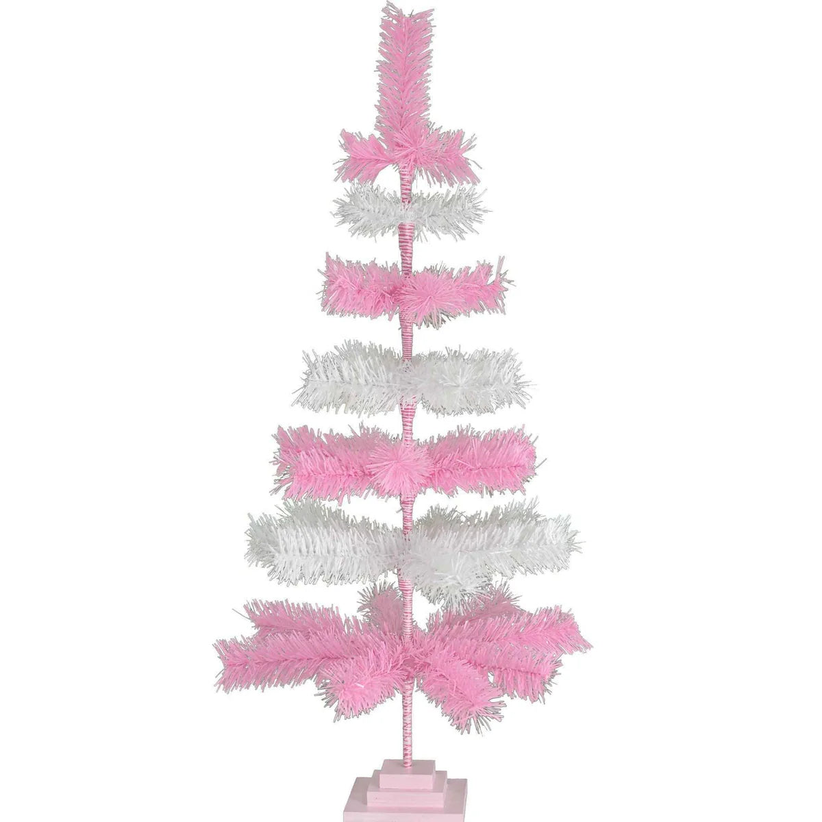 PINK & WHITE LAYERED TINSEL CHRISTMAS TREE