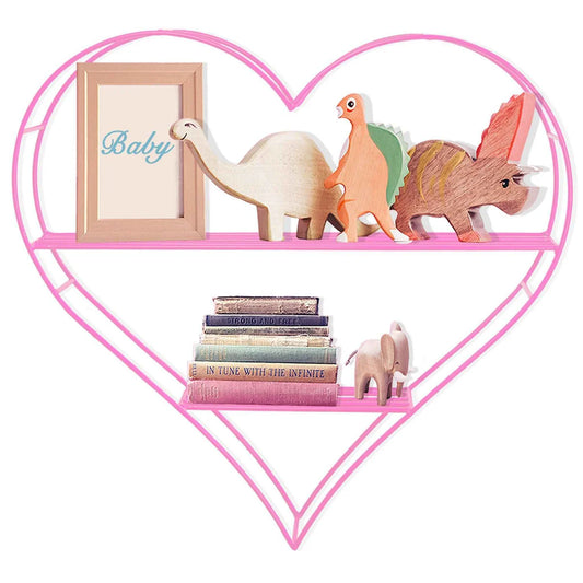 HEART-SHAPED FLOATING BOOKSHELF – BABY PINK