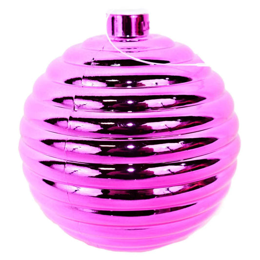 PINK RIBBED BLUSH BALL ORNAMENTS