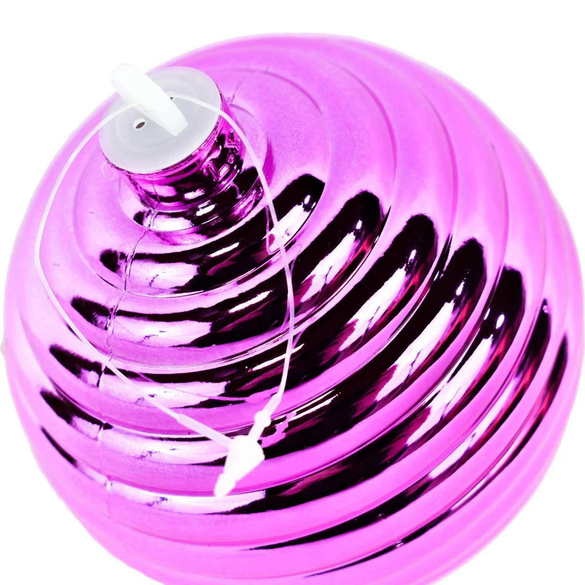 PINK RIBBED BLUSH BALL ORNAMENTS