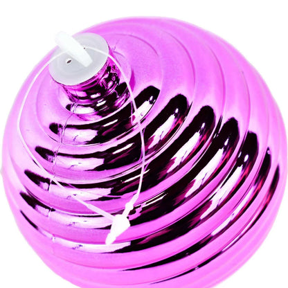 PINK RIBBED BLUSH BALL ORNAMENTS