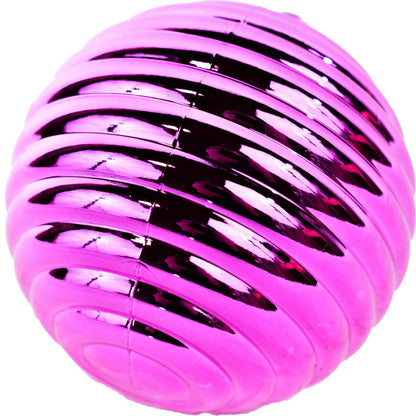 PINK RIBBED BLUSH BALL ORNAMENTS