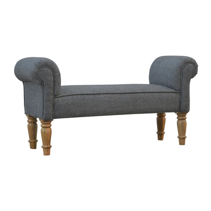 Black Tweed Bench with Turned Feet