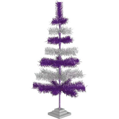 PURPLE & SILVER LAYERED TINSEL CHRISTMAS TREE