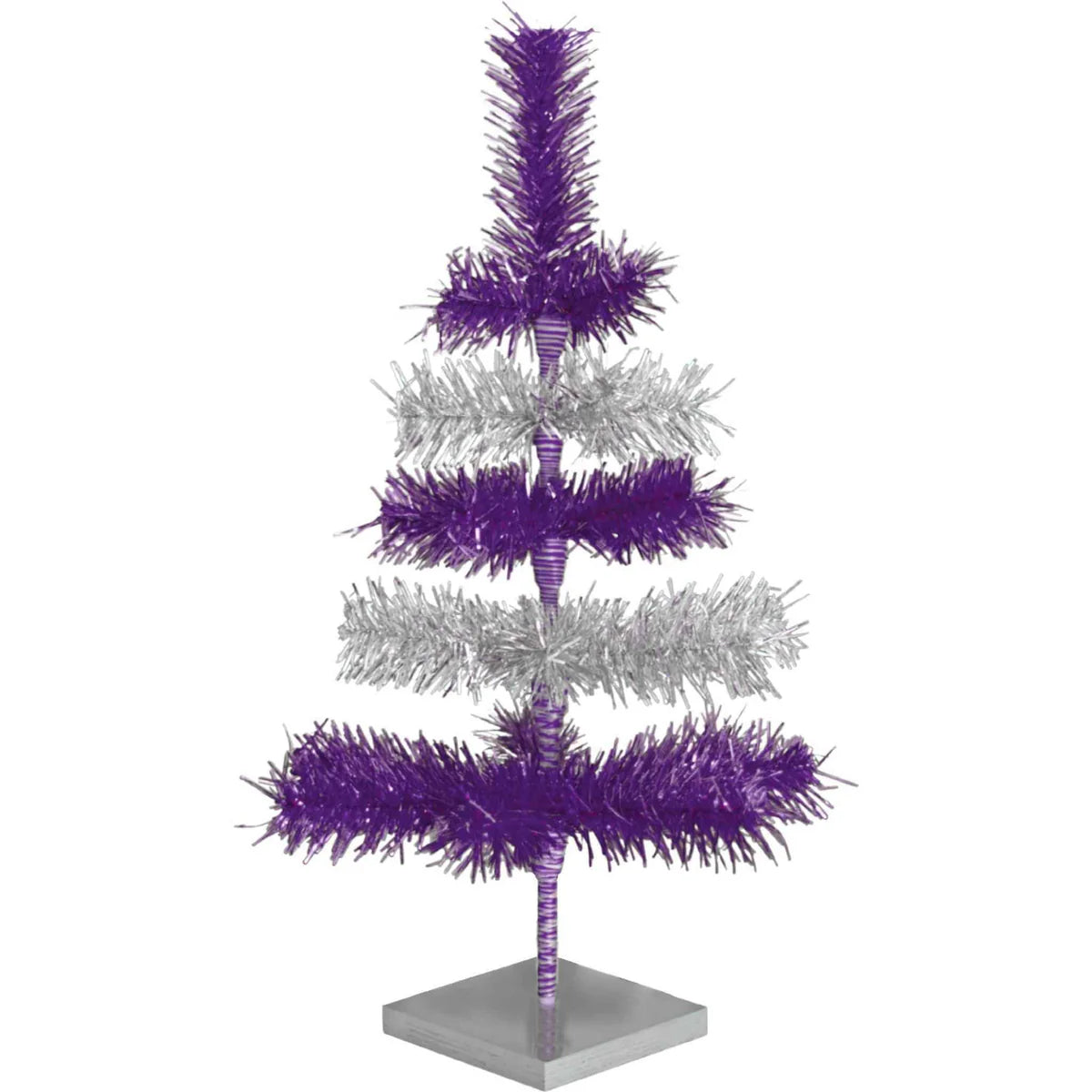 PURPLE & SILVER LAYERED TINSEL CHRISTMAS TREE