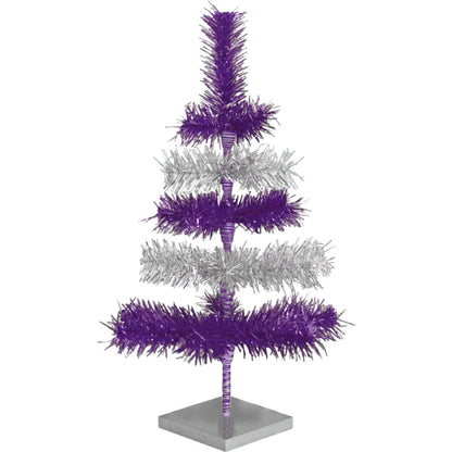 PURPLE & SILVER LAYERED TINSEL CHRISTMAS TREE