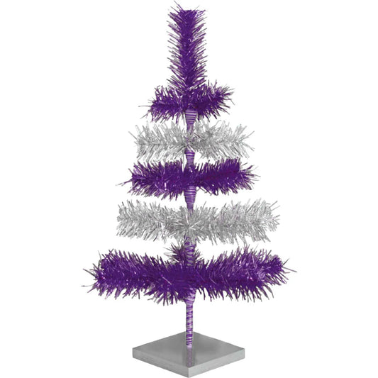 PURPLE & SILVER LAYERED TINSEL CHRISTMAS TREE