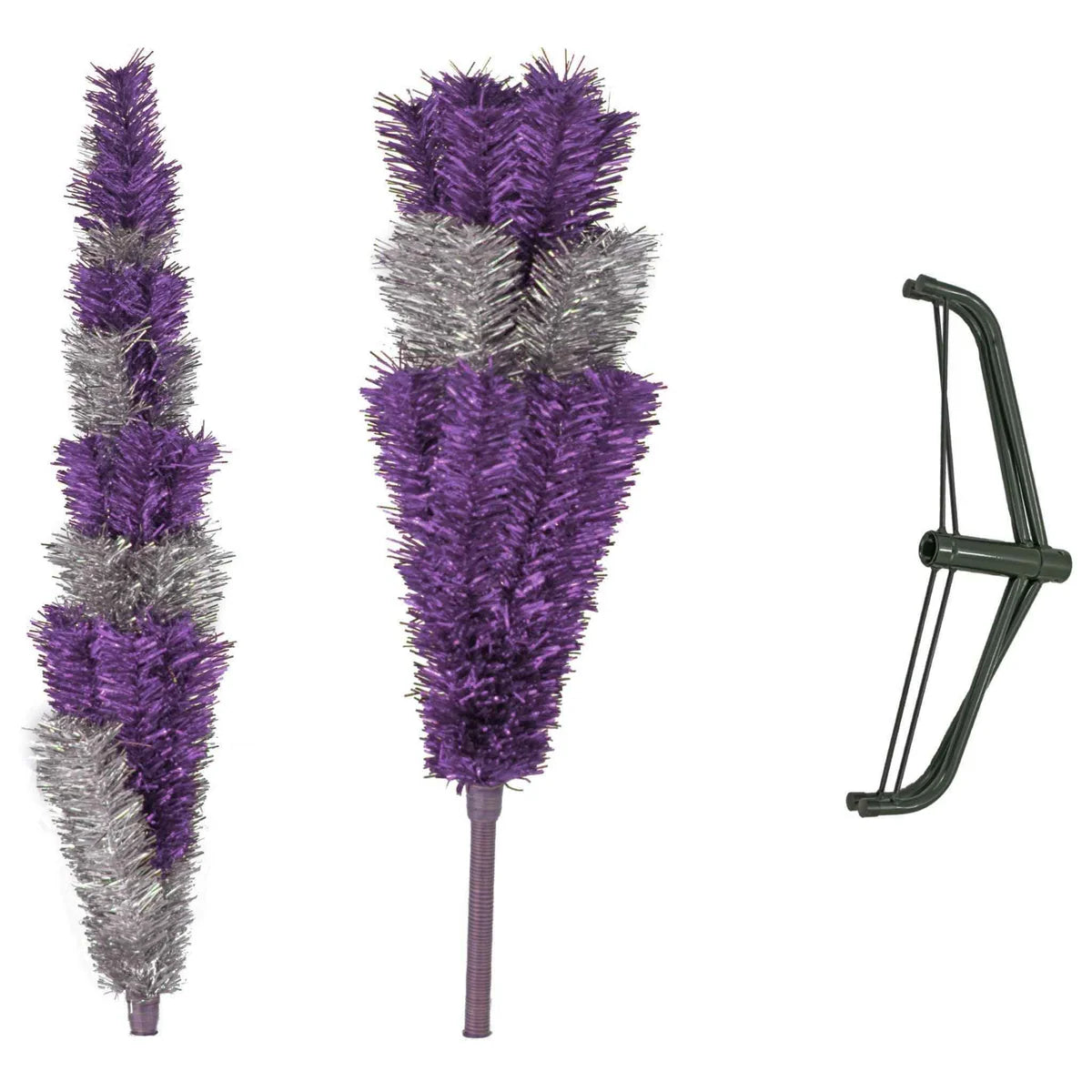 PURPLE & SILVER LAYERED TINSEL CHRISTMAS TREE