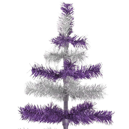 PURPLE & SILVER LAYERED TINSEL CHRISTMAS TREE