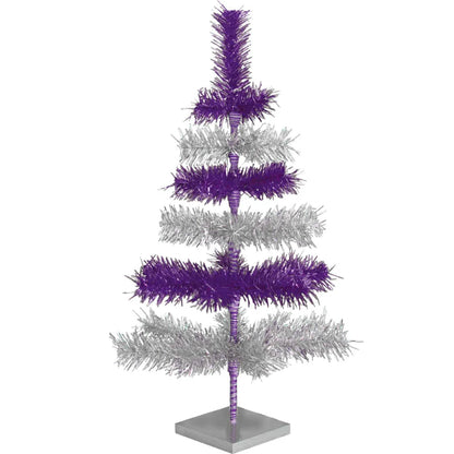 PURPLE & SILVER LAYERED TINSEL CHRISTMAS TREE