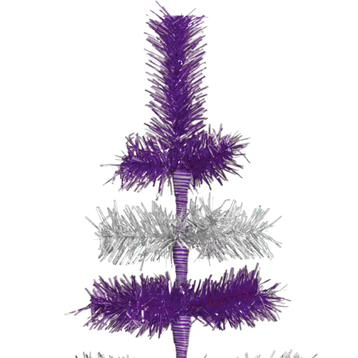 PURPLE & SILVER LAYERED TINSEL CHRISTMAS TREE