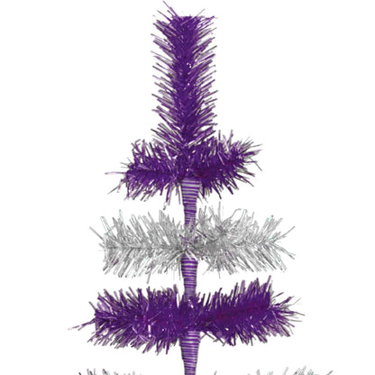 PURPLE & SILVER LAYERED TINSEL CHRISTMAS TREE