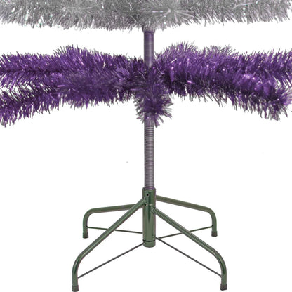 PURPLE & SILVER LAYERED TINSEL CHRISTMAS TREE