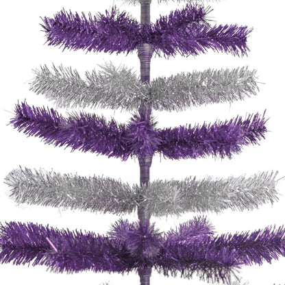 PURPLE & SILVER LAYERED TINSEL CHRISTMAS TREE