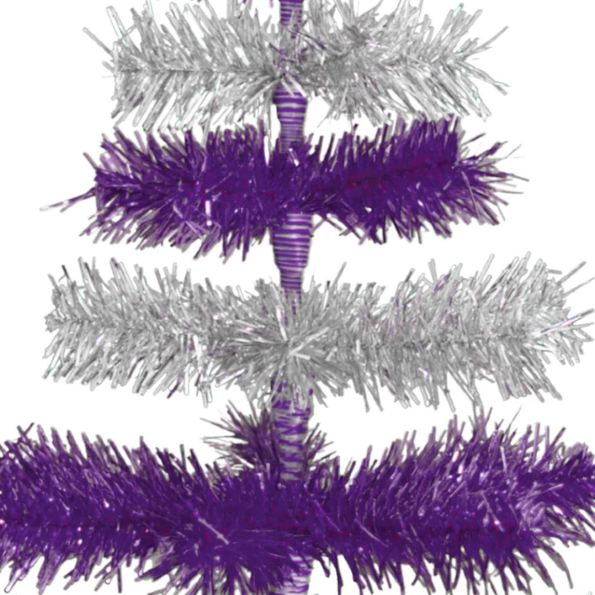 PURPLE & SILVER LAYERED TINSEL CHRISTMAS TREE