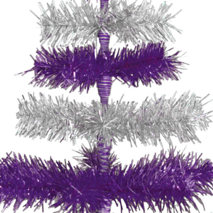 PURPLE & SILVER LAYERED TINSEL CHRISTMAS TREE