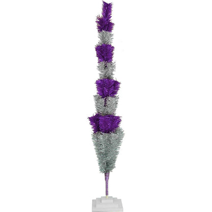PURPLE & SILVER LAYERED TINSEL CHRISTMAS TREE