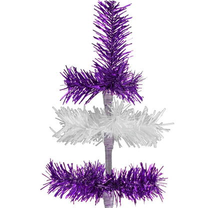 PURPLE & WHITE LAYERED TINSEL CHRISTMAS TREE