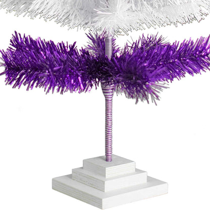 PURPLE & WHITE LAYERED TINSEL CHRISTMAS TREE