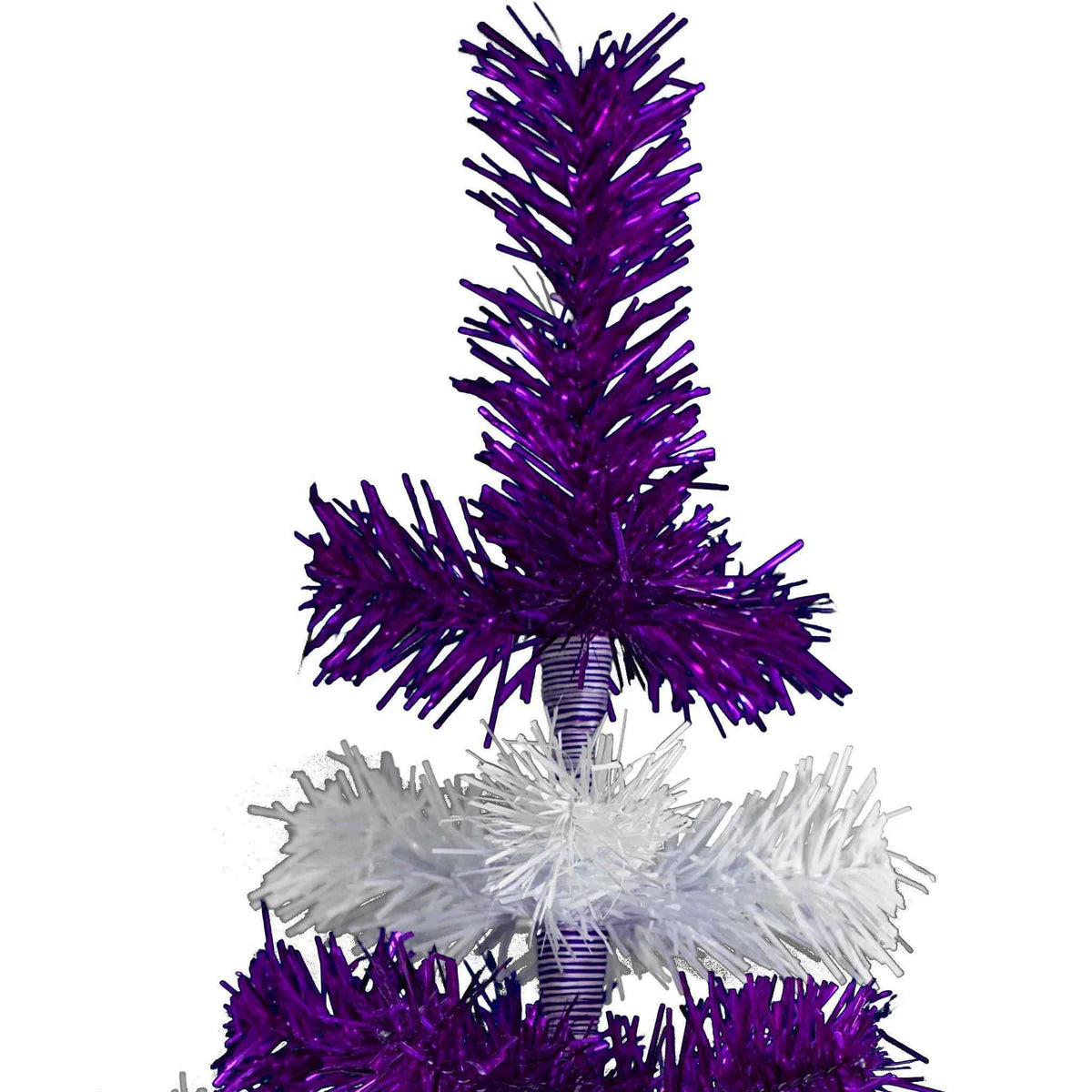 PURPLE & WHITE LAYERED TINSEL CHRISTMAS TREE