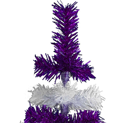 PURPLE & WHITE LAYERED TINSEL CHRISTMAS TREE