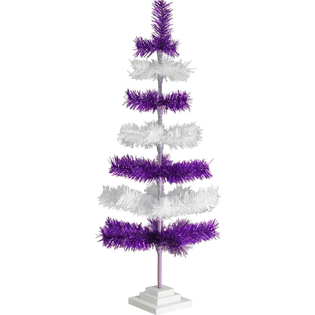 PURPLE & WHITE LAYERED TINSEL CHRISTMAS TREE