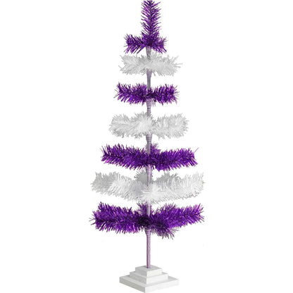 PURPLE & WHITE LAYERED TINSEL CHRISTMAS TREE