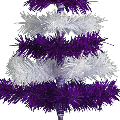PURPLE & WHITE LAYERED TINSEL CHRISTMAS TREE