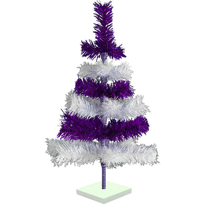PURPLE & WHITE LAYERED TINSEL CHRISTMAS TREE