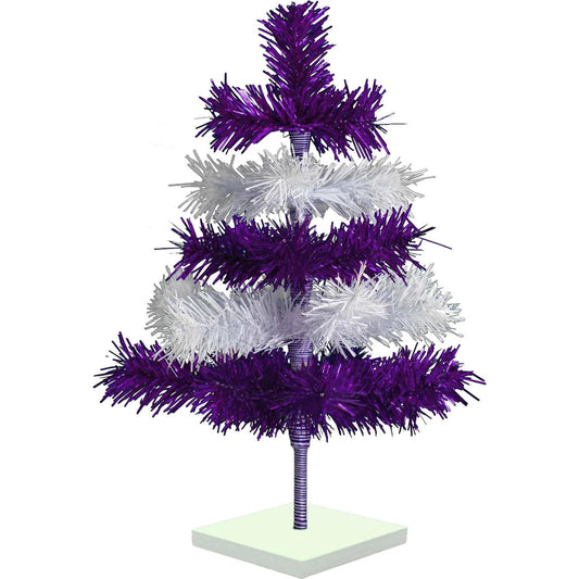 PURPLE & WHITE LAYERED TINSEL CHRISTMAS TREE