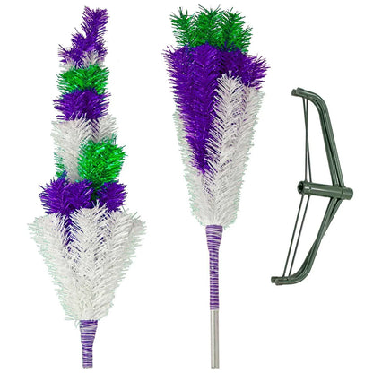 PURPLE, GREEN, & WHITE LAYERED TINSEL CHRISTMAS TREE