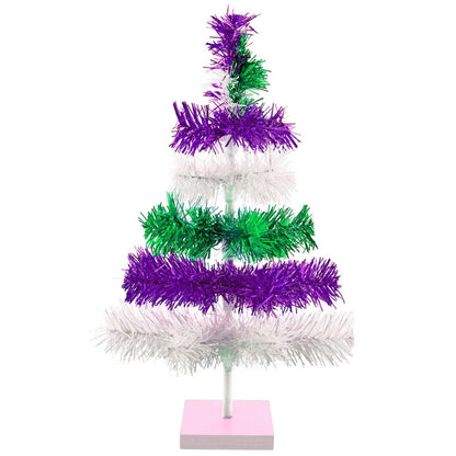 PURPLE, GREEN, & WHITE LAYERED TINSEL CHRISTMAS TREE