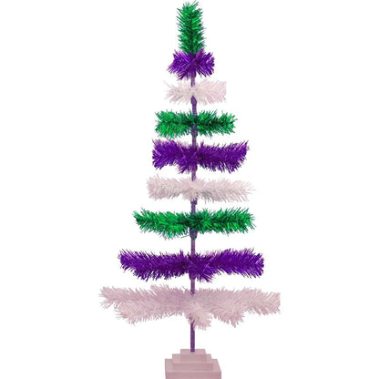 PURPLE, GREEN, & WHITE LAYERED TINSEL CHRISTMAS TREE