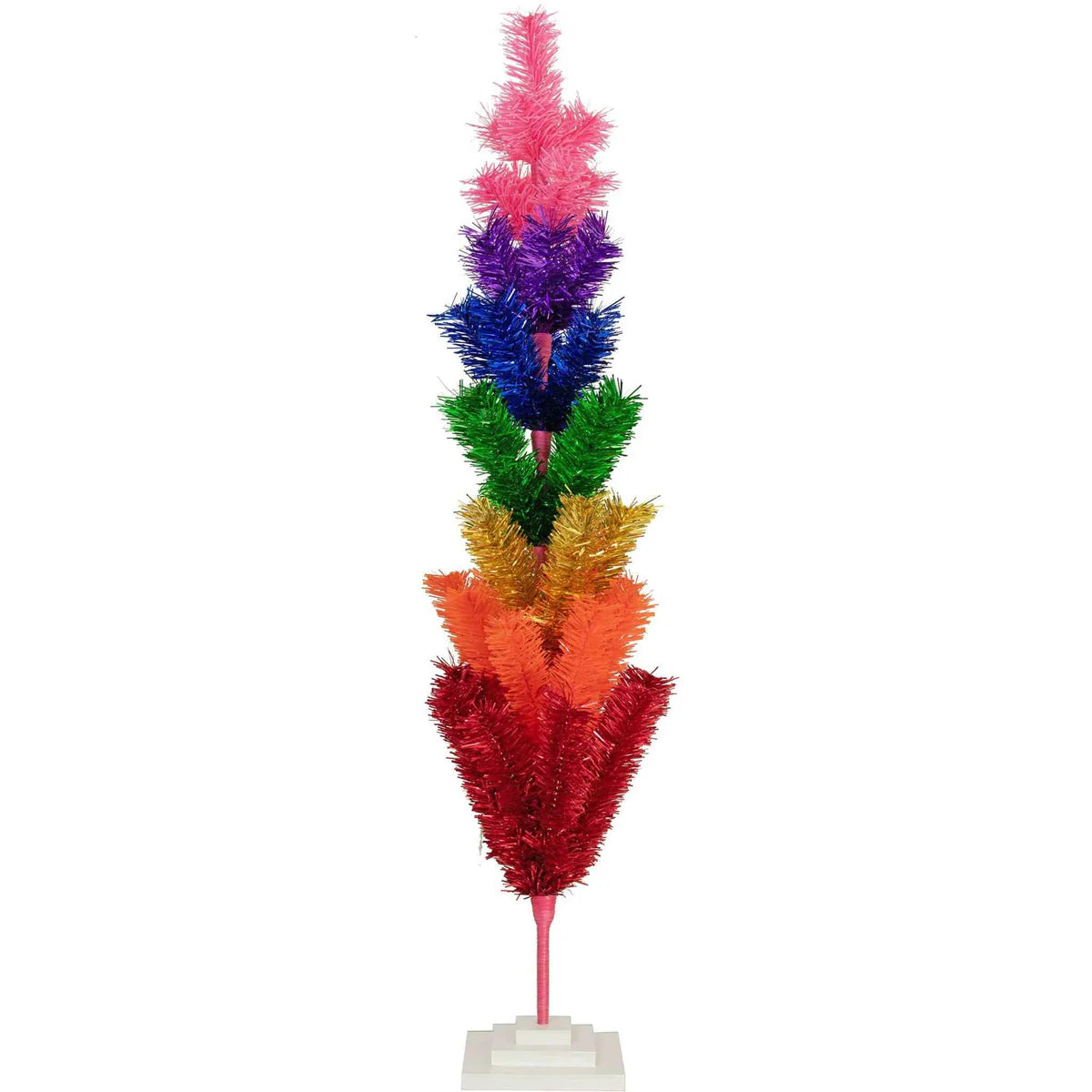 RAINBOW LAYERED TINSEL CHRISTMAS TREE