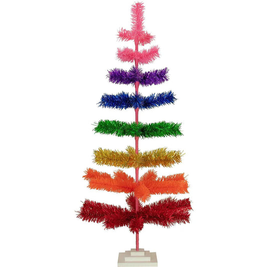 RAINBOW LAYERED TINSEL CHRISTMAS TREE