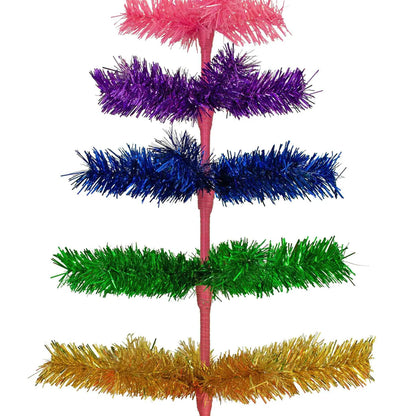RAINBOW LAYERED TINSEL CHRISTMAS TREE