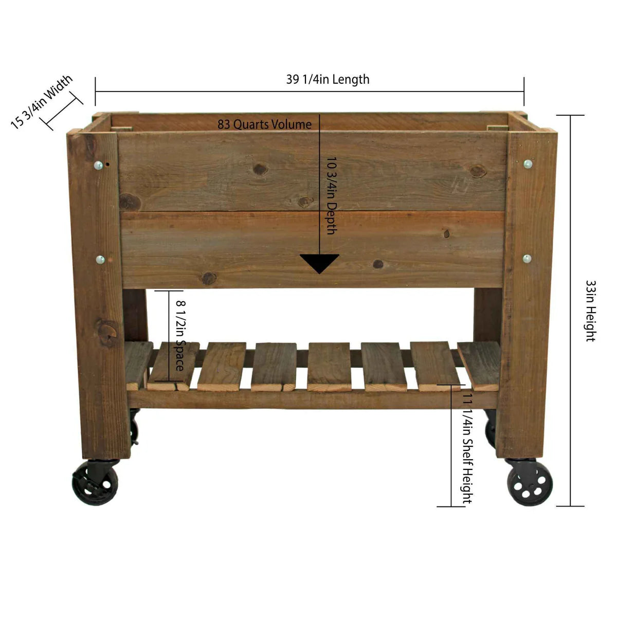 RAISED BED PLANTER BOX ON CASTERS