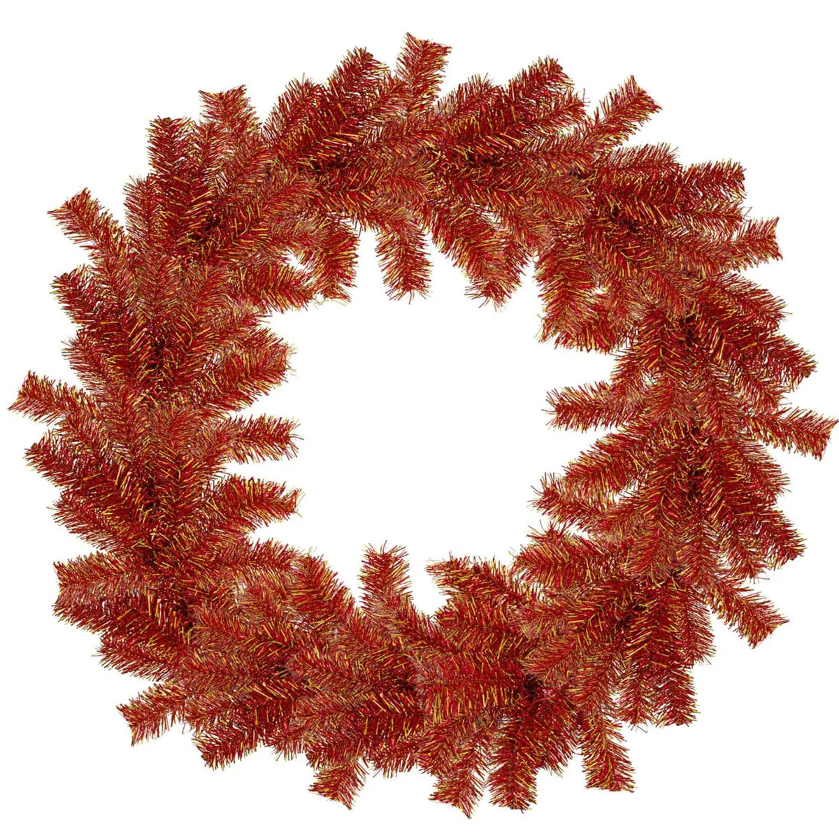 RED AND GOLD TINSEL CHRISTMAS WREATHS