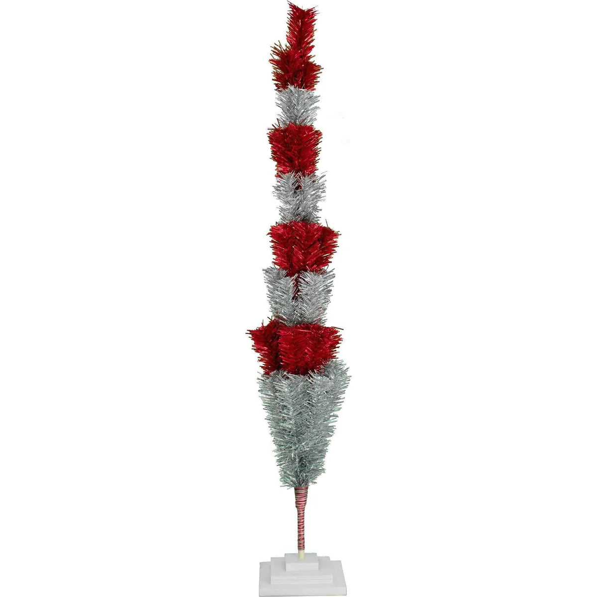 RED & SILVER LAYERED TINSEL CHRISTMAS TREE