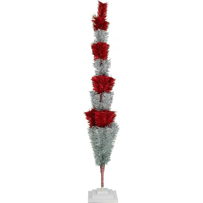 RED & SILVER LAYERED TINSEL CHRISTMAS TREE