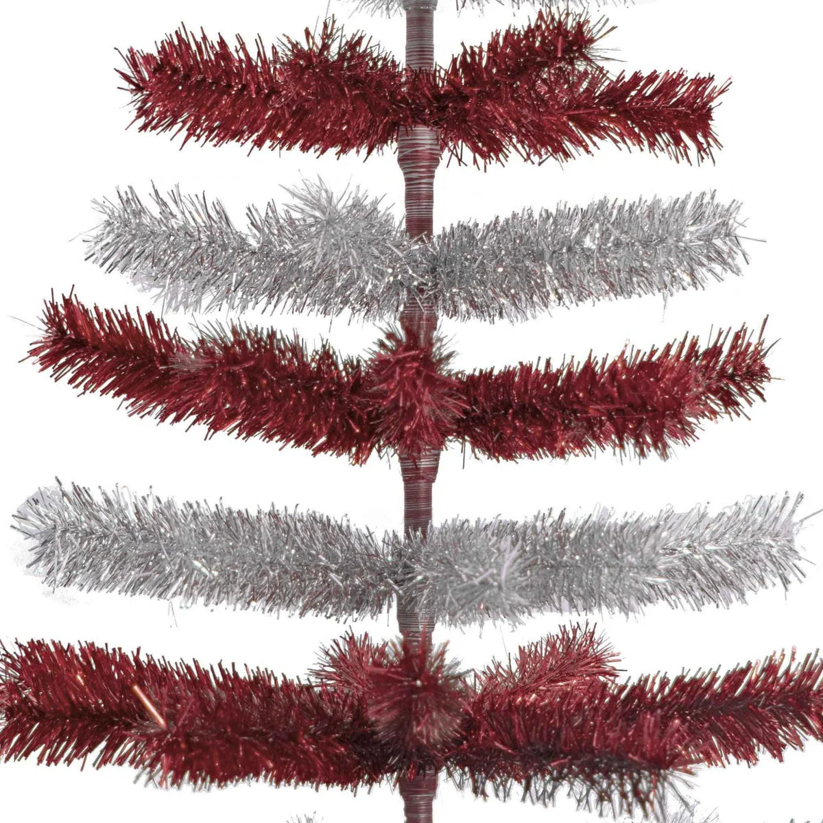 RED & SILVER LAYERED TINSEL CHRISTMAS TREE