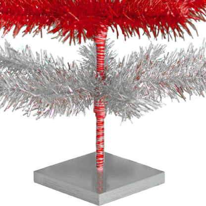 RED & SILVER LAYERED TINSEL CHRISTMAS TREE