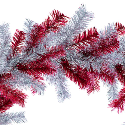 RED AND SILVER TINSEL CHRISTMAS WREATHS